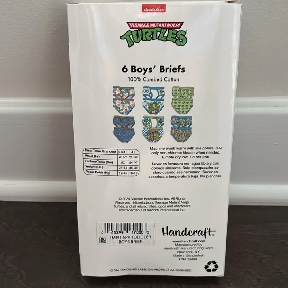 Teenage Mutant Ninja Turtles 6 pack briefs,cotton light,breathable,elastic waist